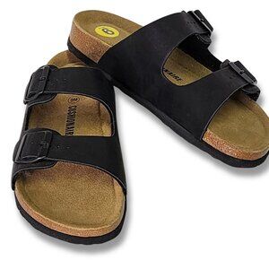 Cushionaire Black Double Buckle Sandals - Size 9 (New Without Tags)